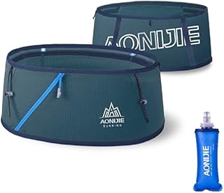 Aonijie Cinturón de hidratación para correr, para viajes, senderismo, maratones, gimnasio, entrenamiento, fitness, guardar dinero, con botella de agua de 250 ml