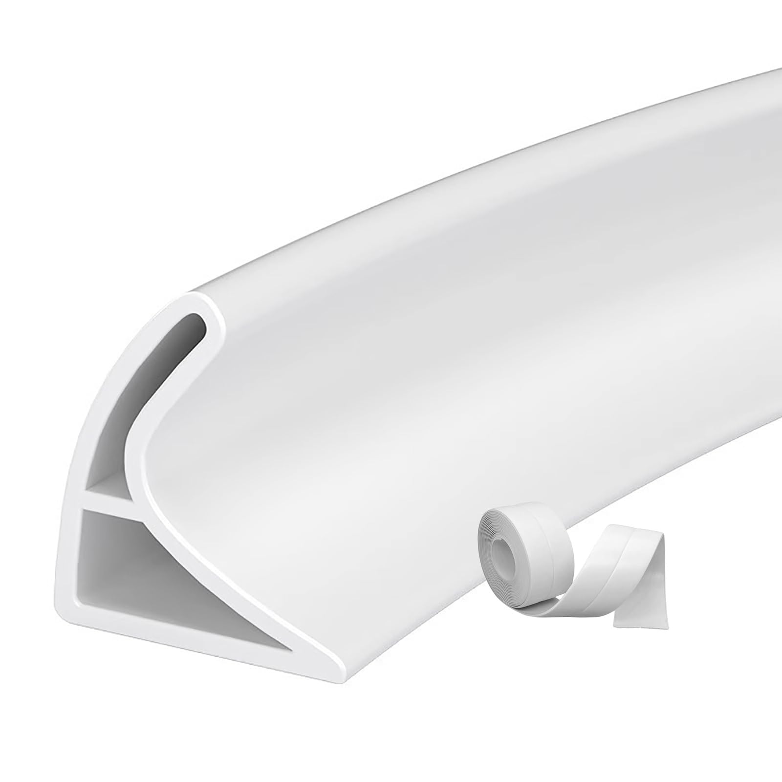 Diga per soglia doccia, paraspruzzi pieghevole in striscia di silicone con nastro adesivo, barriera autoadesiva per tappo acqua, striscia di blocco acqua per cucina ( Color : White , Size : 350CM )