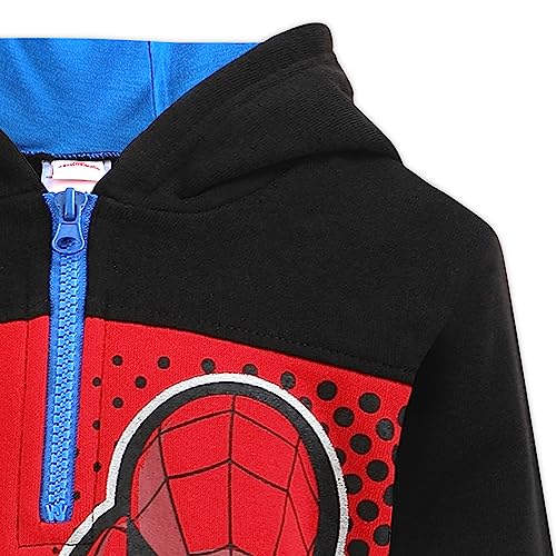 Marvel Spider-Man Boys Half Zip Up Long Sleeve Hooded Sweatshirt for Toddlers and Big Kids3