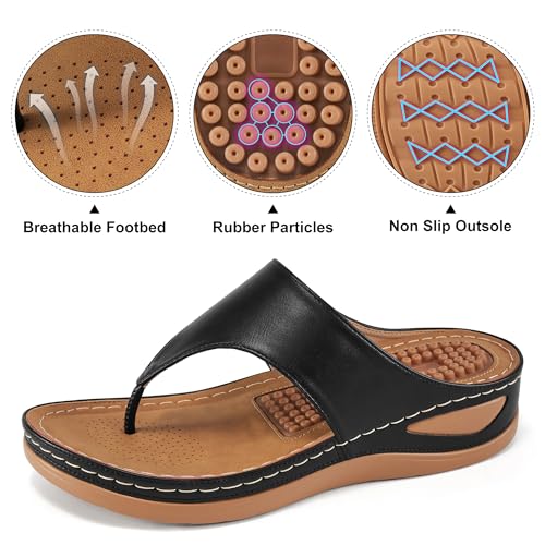 Alicegana Womens Sandals Wedge Shoes: Comfortable Dressy Summer Flip Flops Casual Walking Beach Slides3