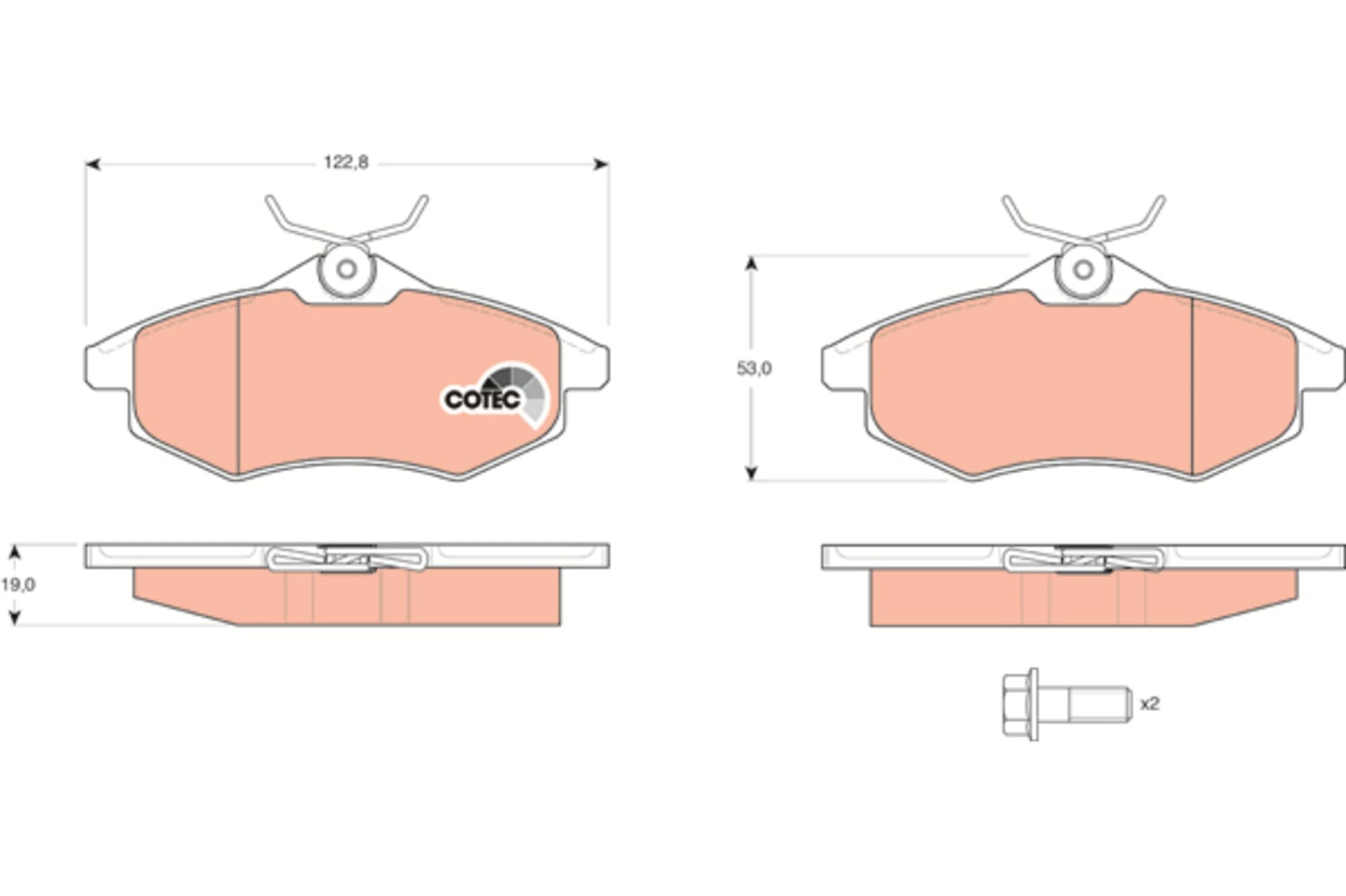 Image secondaire de TRW GDB1495 Kit De Plaquettes De Frein Frein à Disque COTEC pour Citroen C3 I (FC_, FN_) 2002 - Essieu Avant et autres véhicules