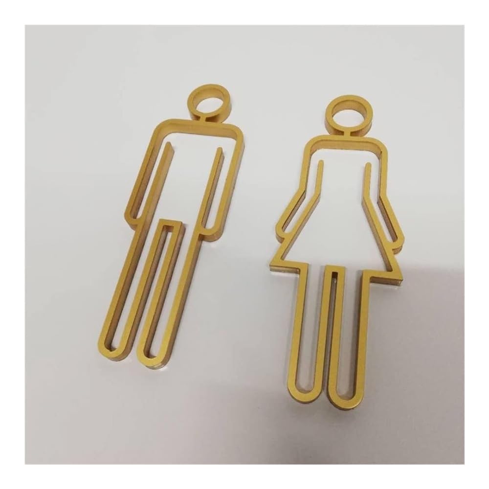 Signe Toilette, Panneau de Toilette, Panneau Mural, Plaque décorative À Utiliser dans Les salles de Bains(Gold)