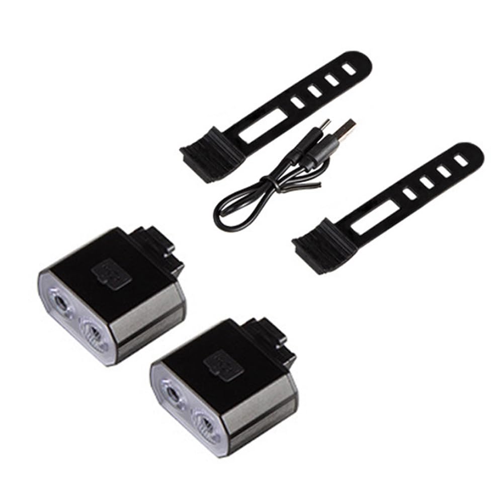 2Pcs Bike Safety Warning Light Bicycle Tail Light USB Ricaricabile in Lega di Alluminio LED Bike Light per MTB Night MTB Road Bike Cycling
