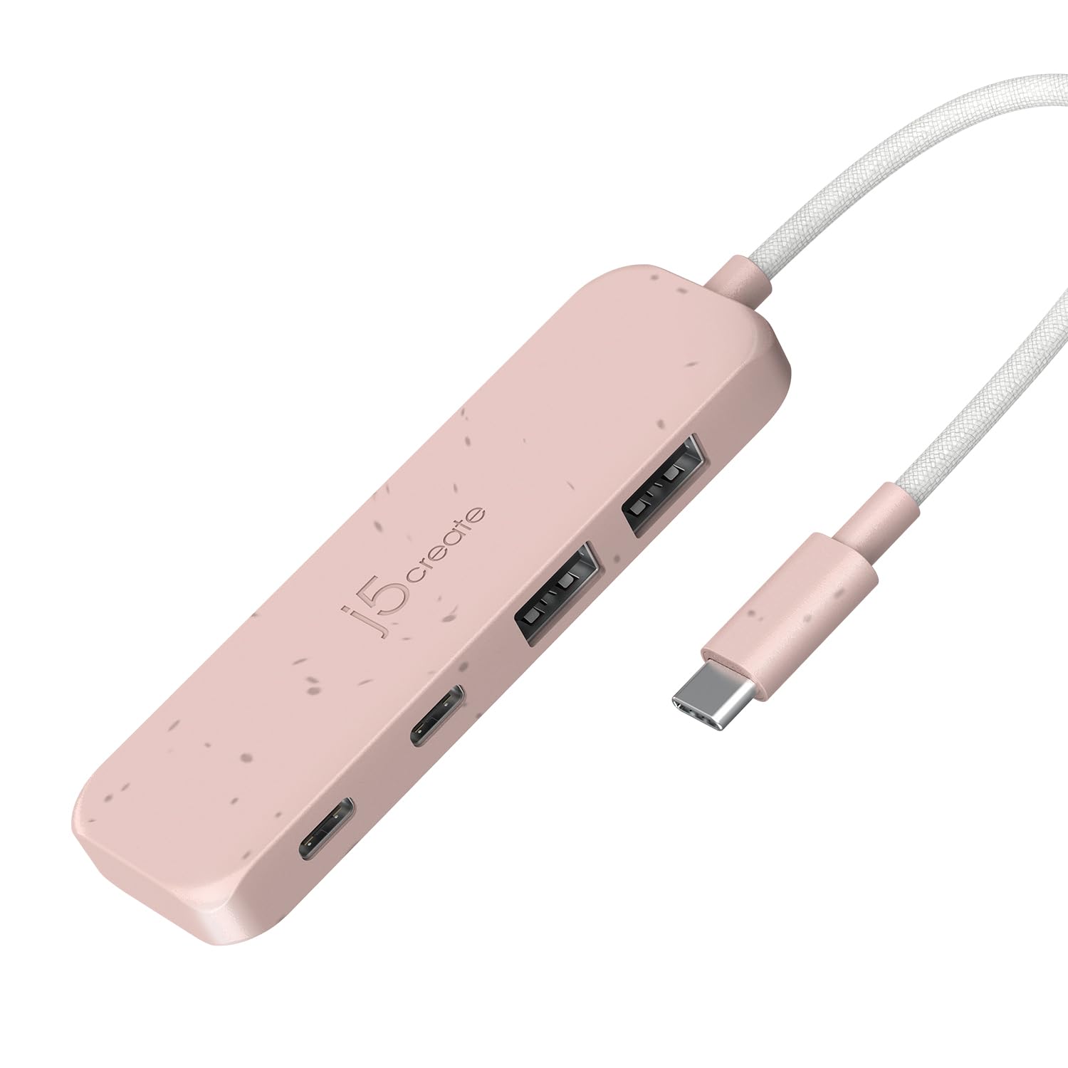 j5create 4-in-1 Pink USB-C to 4-Port Type-A & Type-C Hub(Eco-Friendly), 10 Gbps USB-A x 2 & 10 Gbps USB-C x 2, Compatible with MacBook Pro, MacBook