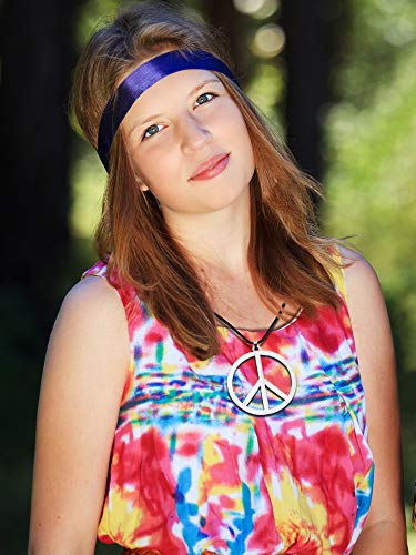 Tatuo 1 Piece Metal Peace Sign Pendant 1960s 1970s Hippie Party Accessories Necklace4