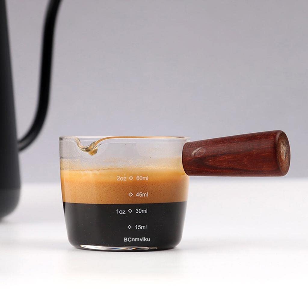 Lyla® Espresso Glass Measuring Cup Wooden Handle Measure Mugs Ounce Drink Shaker Double Spouts | Home & Garden | Kitchen, Dining & Bar | Kitchen Tools & Gadgets | Measuring Cups & Spoons