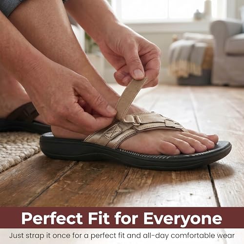 Image of Clarks Womens Breeze Sea Flip-Flop Sandals - Comfortable Flip Flop with Adjustable Hook and Arch Support - Casual Summer Wearing Cloudsteppers for Everyday
