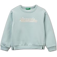 United Colors of Benetton K z  ocuk Su Ye ili Renk Bloklu Simli Logo Bask l  Y rtma l   ardonlu Sweatshirt, 225A39M2G10KY