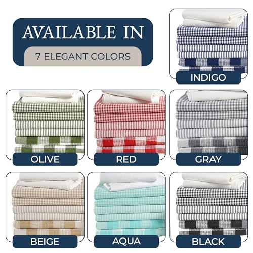 LANE LINEN Flour Sack Dish Towels Set - 20 Pc Kitchen Towel Set with Pot Holders and Oven Mitts,100% Cotton Kitchen Towels, Absorbent Dish Towels: Indigo - Image 9