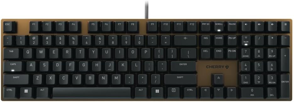 Cherry KC 200 MX Mechanical Office Keyboard with New MX2A switches. Modern Design with Metal Plate Frame. (Bronze W/MX2A Brown Switch)
