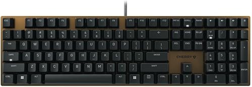 Miniatura 1 de Cherry Teclado mecánico de oficina KC 200 MX con nuevos interruptores MX2A. Diseño moderno con marco de placa de metal. (bronce con interruptor
