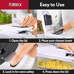 Fullstar Vegetable Chopper - Food Chopper - Onion Chopper - Vegetable Slicer & Spiralizer - Veggie Chopper with Container - Kitchen Gadgets - Home Essentials - Kitchen Accessories (4 in 1, White) 6 51W9SLhc HL. SS300
