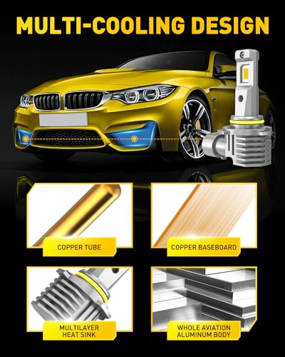 Image of AUXITO H10 9140 9145 LED Fog Light Bulbs, 3000K Amber Yellow Light, 600% Super Brightness, Fanless Mini Size Fog Lights Replacement for Cars, Play and Plug (Pack of 2)