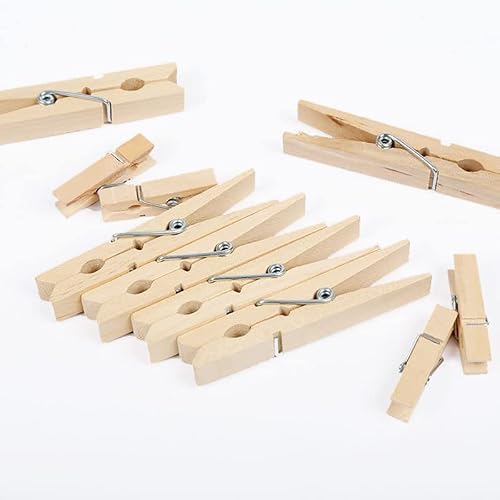 50 Pack Wooden Clothes Pins, Andhuhu 2.9 Inch Peg Pin, Strong Grip Clothes Clips For Laundry Clothesline Hanging, Bag Clips, Crafts, Photos, Drying (2-7/8" Long) #TOP1