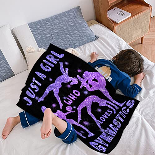 Gymnast Blanket, Gifts For Gymnast Lovers Kid Girl Boy Child, 60" X 50" For Teen/Travel M Throw Soft Warm Flannel Just A Girl Who Loves Gymnastics Throw Blankets For Couch Chair Sofa Bed #TOP3