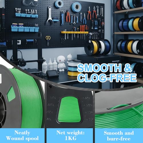 Image of LOVOON PLA 3D Printer Filament 1.75mm, Dimensional Accuracy + /- 0.02 mm, Neatly Wound 3D Printing Filament, Fit Most FDM Printer, 1KG Spool(2.2lbs), Green