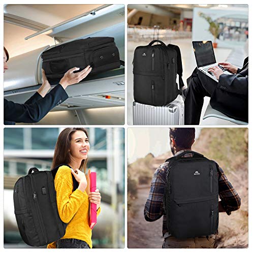 Travel Backpack, 25L Flight Approved Carry on Hand Luggage, MATEIN Water Resistant Anti-Theft Business Large Daypack Weekender Bag for 15.6 Inch Laptop, Black