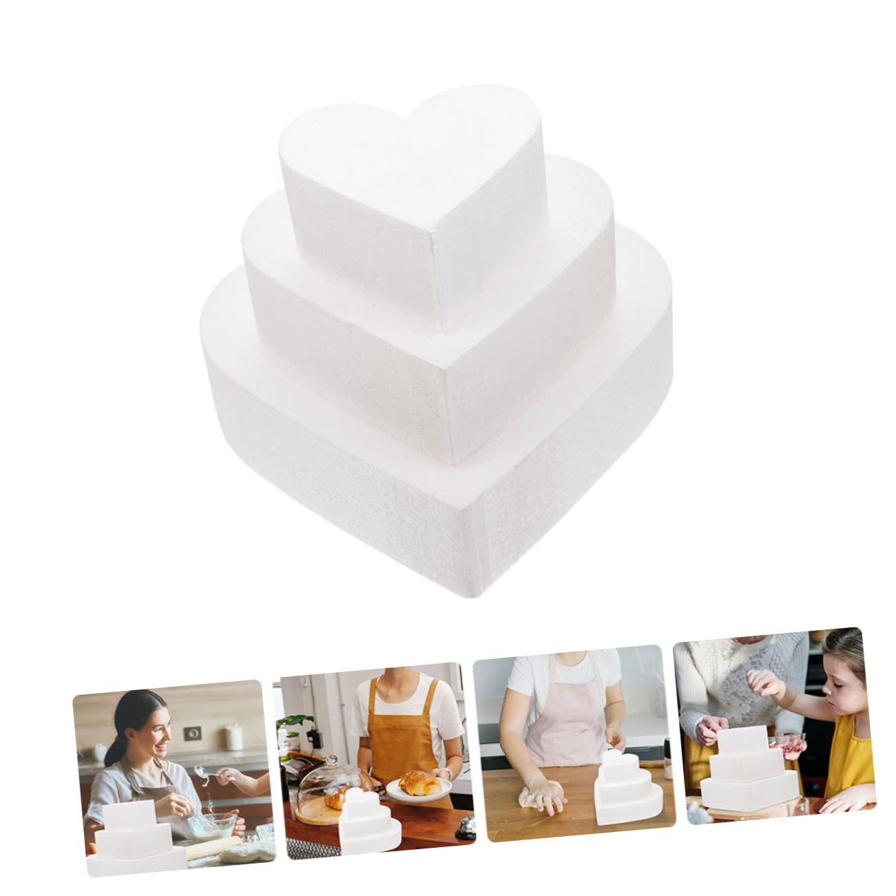 jojofuny 2 Ensembles Modèles De Gâteaux Décoratifs Mousse Pour Mariage Faux Gâteaux Mousse Pour Pâtisserie Et Diy Accessoire De Décoration De Gâteau 3 Pièces * 2
