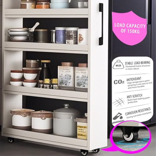 Carrello portaoggetti sottile con 7 ripiani, scaffale autoportante con ruote e maniglia, organizer salvaspazio per cucina, bagno, lavanderia e piccoli spazi