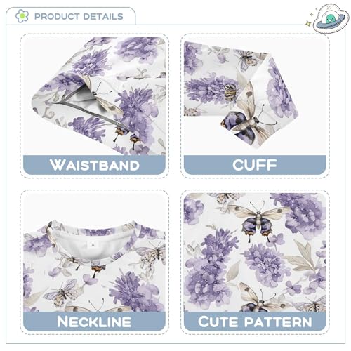 JUNZAN Rustic Lavender White Little Kids Pullover Hoodie Crewneck Fall Tops Shirts Sports 4T3