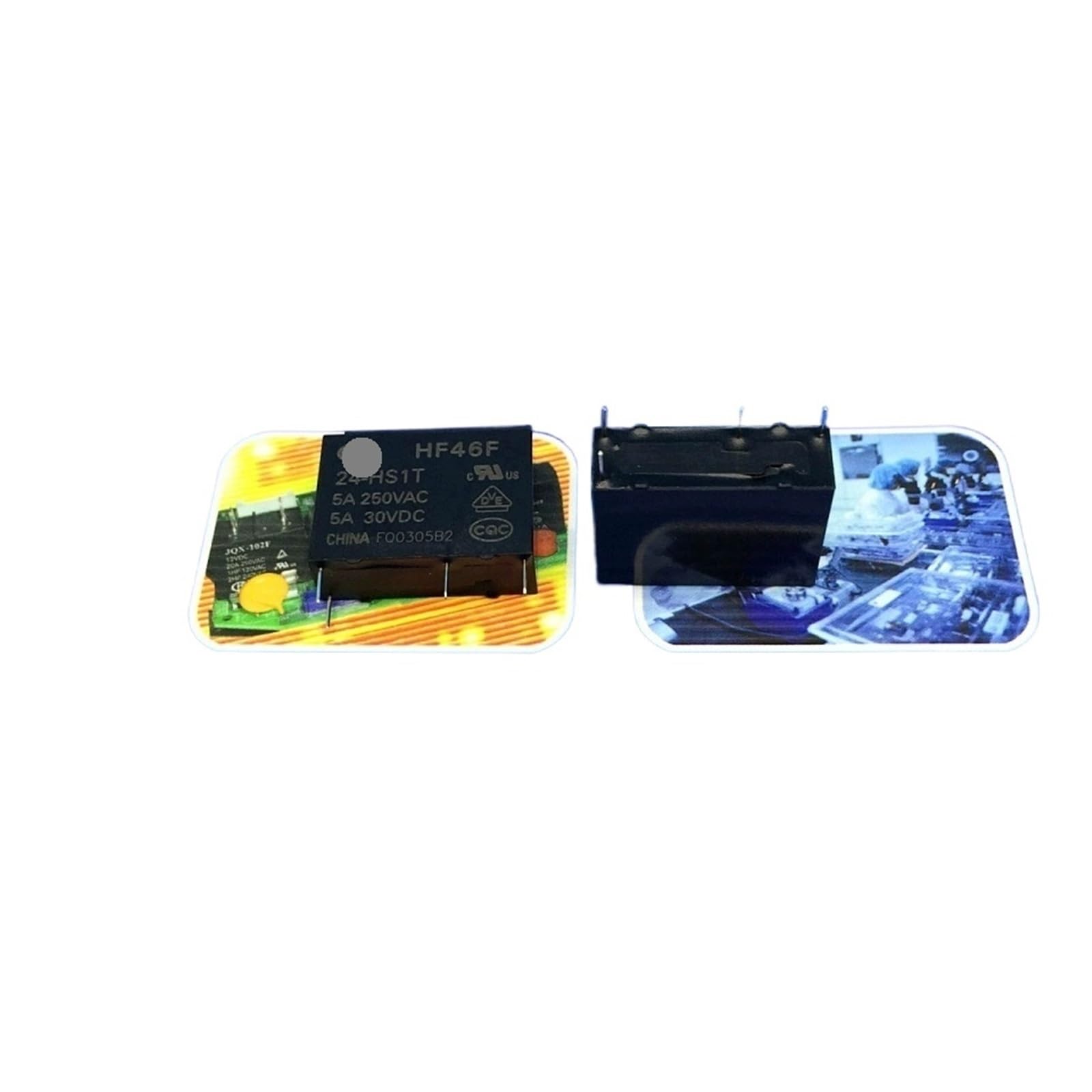 Relais HF46F-024-HS1T 24VDC anti panne composant électronique 4 broches 5A