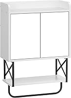 HOOBRO Medicine Wall Cabinet with Double Mirrors, Towel Bar & Detachable Shelf - White Bathroom Storage BW41CW01