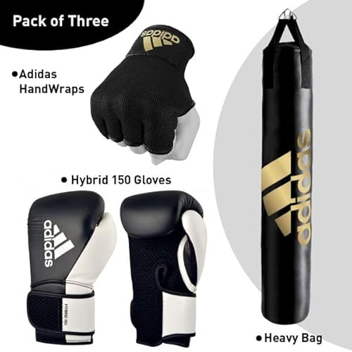 Adidas Home Use Heavy Bag With Hybrid 150 Boxing Gloves And Protective Inner Gloves - Home Gym Bundle Deal- For Boxing, Kick Boxing Punching And Training #TOP1