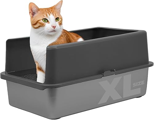 iPrimio Caja de arena XL para gatos Acero inoxidable grande para cajas, la sartén grande para gatos grandes no está incluida patente pendiente