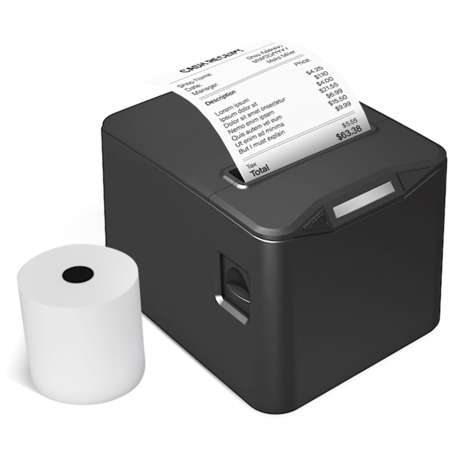 Bisofice - Impresora de recibos térmica de 80 mm, conexión USB+LAN, ticket de caja, admite comando ESC/POS para restaurantes, supermercados, comercio - negro