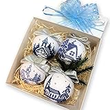 Christmas ornaments Set of 4 Embroidered balls Christmas tree decorations Hanging holiday decor - Ch