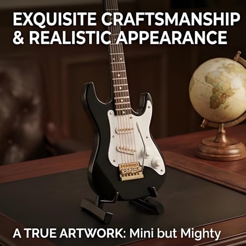 Yosoo Health Gear Modèle de Mini Guitare, Guitares Miniatures à Collectionner, Guitares Ornementales 14 Cm, Mini Guitare électrique en Bois Délicat, Ornement de Maison de Poupées, Guitare avec – vue 4