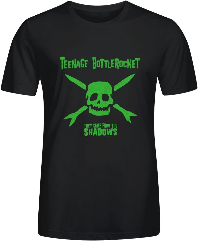 ESWNX Men Teenage Bottlerocket Warning Device Premium Cotton Graphic O Neck T-shirt