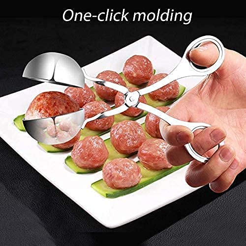 Homaxa Stainless Steel Meatball Clip Maker, Kitchen Ordinary Meatball Machine, Rice Balls, Fish Balls, Essential Tools for Home Kitchen | Pack 1 | Silver 4