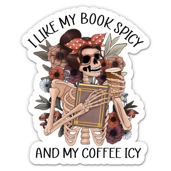 I Like My Book Spicy and My Coffee ICY Sticker - 3" Laptop Sticker - Waterproof Vinyl for Car, Phone, Water Bottle - Reader Reading Decal