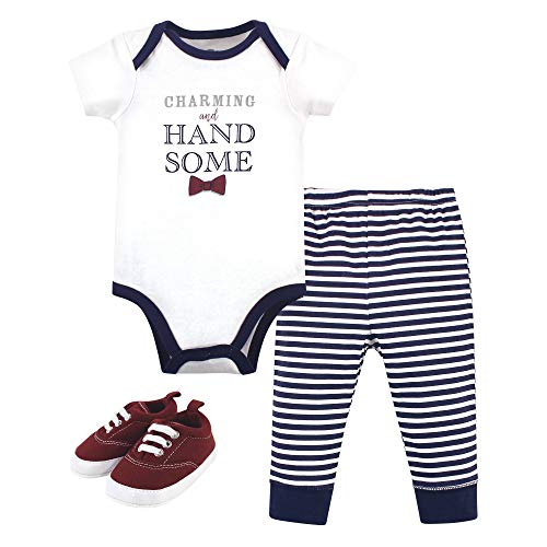 Image of Little Treasure Unisex Baby Cotton Bodysuit, Pant and Shoe Set