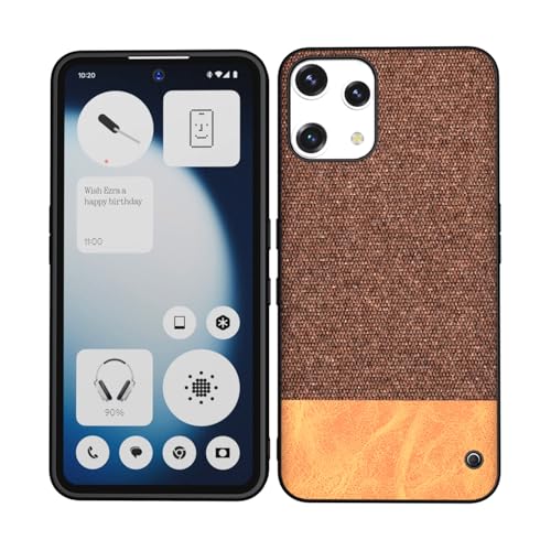 Image of Kapa Soft Fabric & Leather Hybrid Protective Back Cover for Nothing Phone 3A LITE | Shockproof Slim Hard Anti Slip Back Case (Brown)