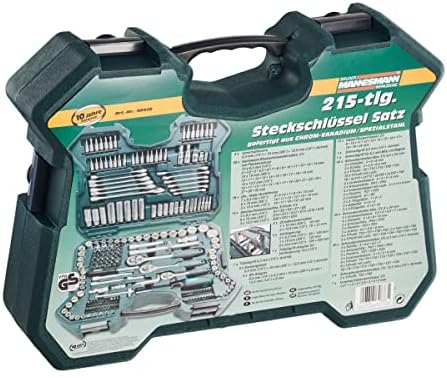 Mannesmann M98430 Zestaw Kluczy Nasadowych, Zielony/Czarny, 215 części