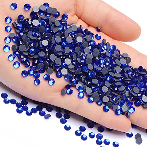 Image of 1000 Pieces Hot Fix Glass Flatback Rhinestones HotFix Round Crystal Gems (Sapphire, SS20)