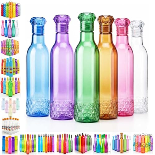 Image of TAVASYA Unbreakable 1 Litre Diamond Base Water Bottles | Pack of 6 | Multicolor | Leakproof Screw Cap | BPA-Free | Bottles for Fridge, Home, Office, School and Travel
