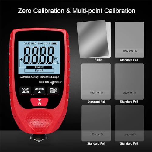 Medidor Digital Portátil de Espesor de Pintura, 0-1500 μm, Calibrador de Recubrimiento para Metales Ferrosos y No Ferrosos, para Automoción, Metalurgia Industrial y Talleres miniatura 4