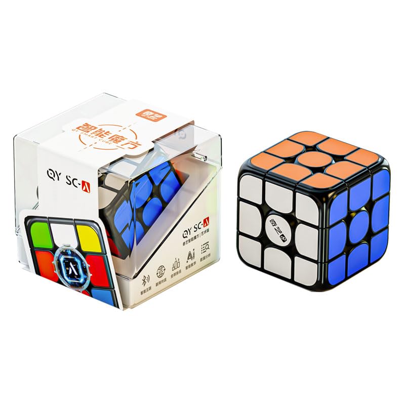 Image of HAWKISTER Qiyi AI Smart Cube 3X3 Speed Cube Magnetic Stickerless, QY 3X3X3 Cube With Bluetooth Intelligent Tracking Of Timed-Motion Steps With App, Black Base, 3+ Years