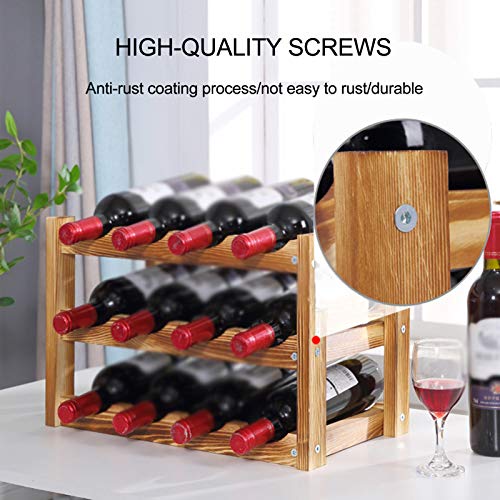 Soporte para botellas de vino de madera de bambú miniatura 3