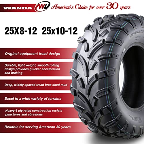 Image of WANDA Set4 ATV /UTV Tires 25x8-12 Front & 25x10-12 Rear 6PR P373-10243 /10244