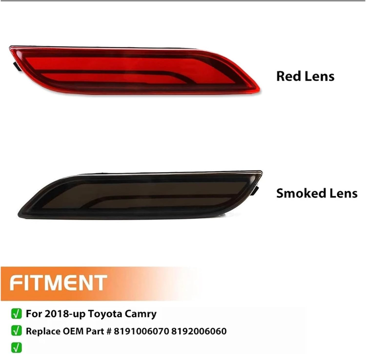 Car Bumper Reflector Lights | Compatible With Toyota Camry Tail/Brake Rear Fog Lamps And Dynamic Turn Signal Light 12V 2018-2024(Red Lens)