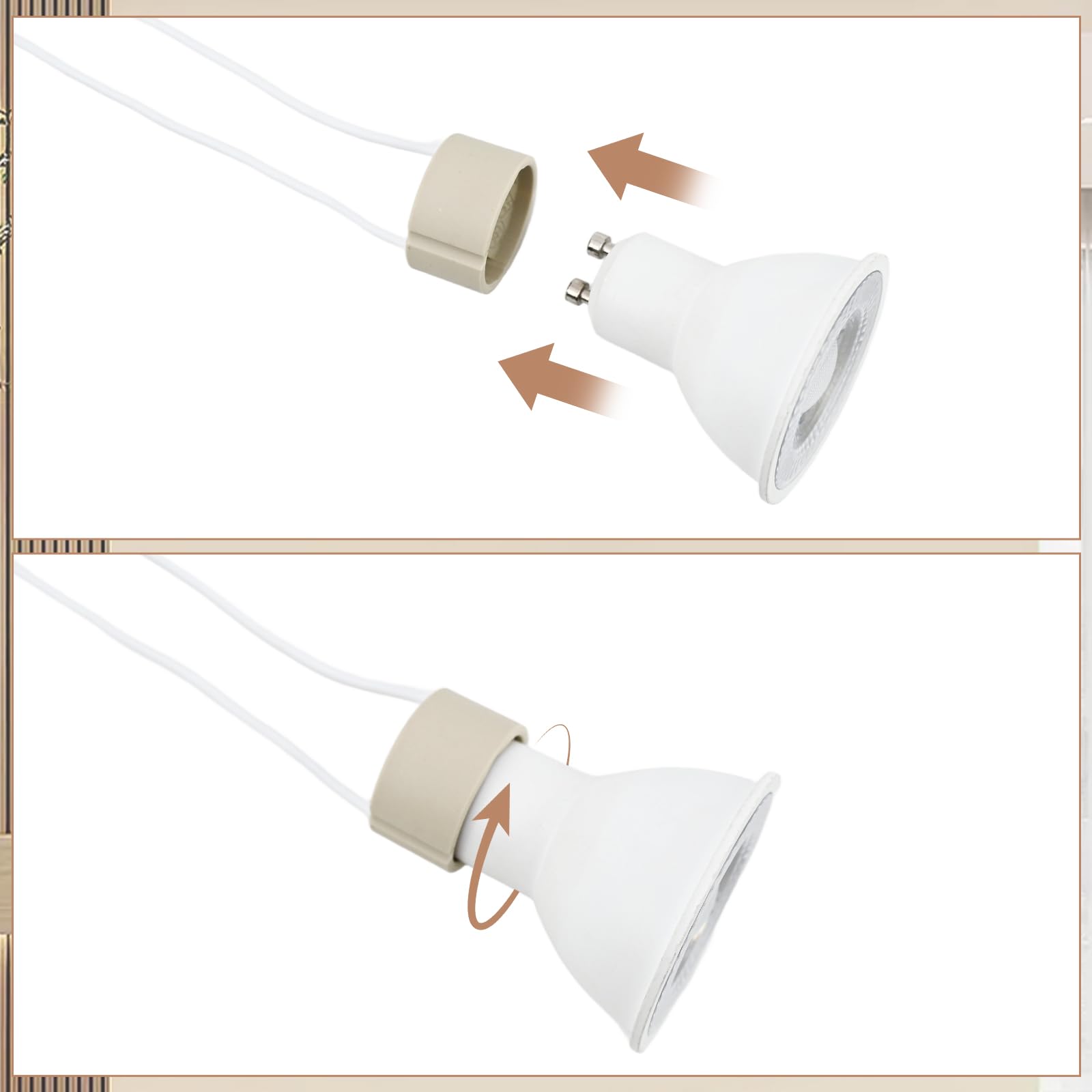 Oprawka GU10, oprawka lampy z ceramiki, z wysokiej jakości kablem silikonowym 12 cm, przyłączane oprawki do lamp LED GU10 i halogenów, VDE, 10 sztuk