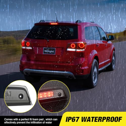 Image of Nilight Third Brake Light Tail High Mount 3rd Stop Lights Smoked Lens Compatible with Dodge Journey 2010 2011 2012 2013 2014 2015 2016 Van SUV Rear Center Cab Lamp