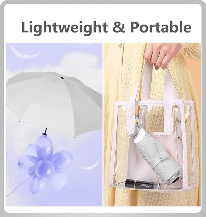 MVM Enterprise Mini Umbrella with Case for Men & Women (Manual Open) Compact Travelling Umbrella, Polyester & UV Protection Fabric for Summer/Anti-Slip Handle- Use in Rain & Summer- 6 Frame 1