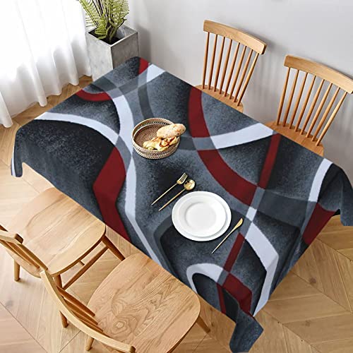 Rectangulaire Nappe Gris Noir Rouge Blanc Tourbillons Nappe De Table Lavable Nappe Cirée Entretien Facile Nappe Cuisine pour Table À Manger Décoration Fête,137X183cm