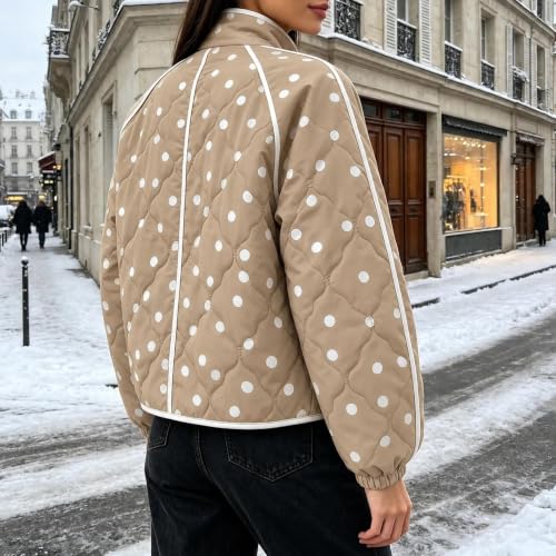 YRAETENM Womens Polka Dot Quilted Jackets Lightweight Casual Warm Outerwear - image 4