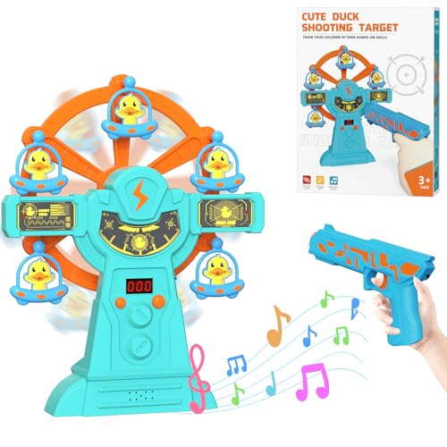 Image of Aliex Shooting Games Toys for Toddlers, Ferris Wheel Rotating Shooting Duck Targets Toys with Electronic Scoring & Toy Gun, Boys Toys Birthday for Age 3+ Years Old Kids